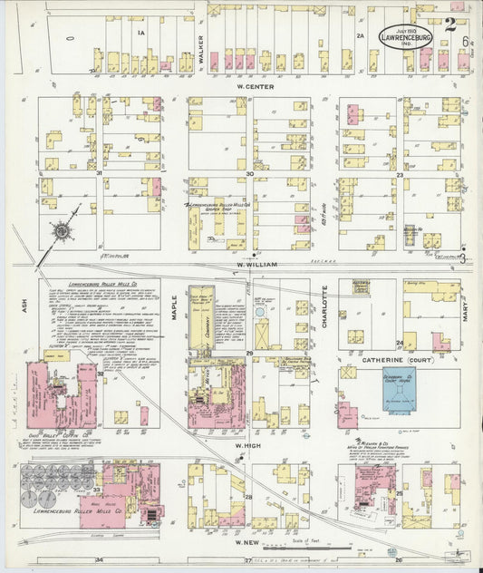 Sanborn Fire Insurance Map from Lawrenceburg, Dearborn County, Indiana (1910), Sheet #0002 - Historic Sanborn Fire Insurance Map Print, vintage old map wall art, antique decor, genealogy gift, Indiana Indiana map