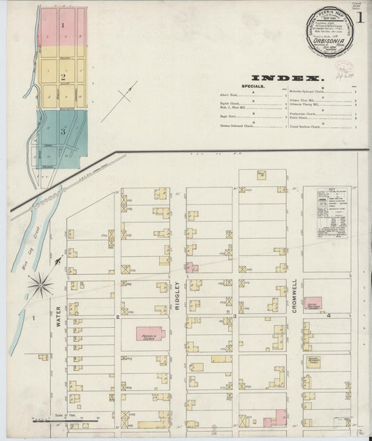 Sanborn Fire Insurance Map from Orbisonia, Huntingdon County, Pennsylvania (1894), Sheet #0001 - Historic Sanborn Fire Insurance Map Print, vintage old map wall art, antique decor, genealogy gift, Pennsylvania Pennsylvania map