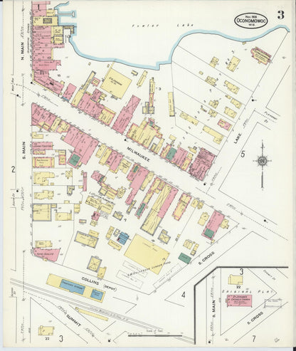 Sanborn Fire Insurance Map from Oconomowoc, Waukesha County, Wisconsin (1909), Sheet #0003 - Complete Map Set gallery image, historic Sanborn map, vintage wall art, Wisconsin Wisconsin