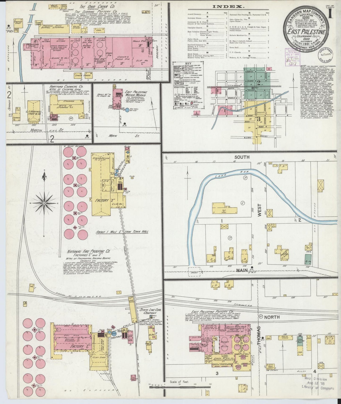 Sanborn Fire Insurance Map from East Palestine, Columbiana County, Ohio (1901), Sheet #0001 - Complete Map Set gallery image, historic Sanborn map, vintage wall art, Ohio Ohio