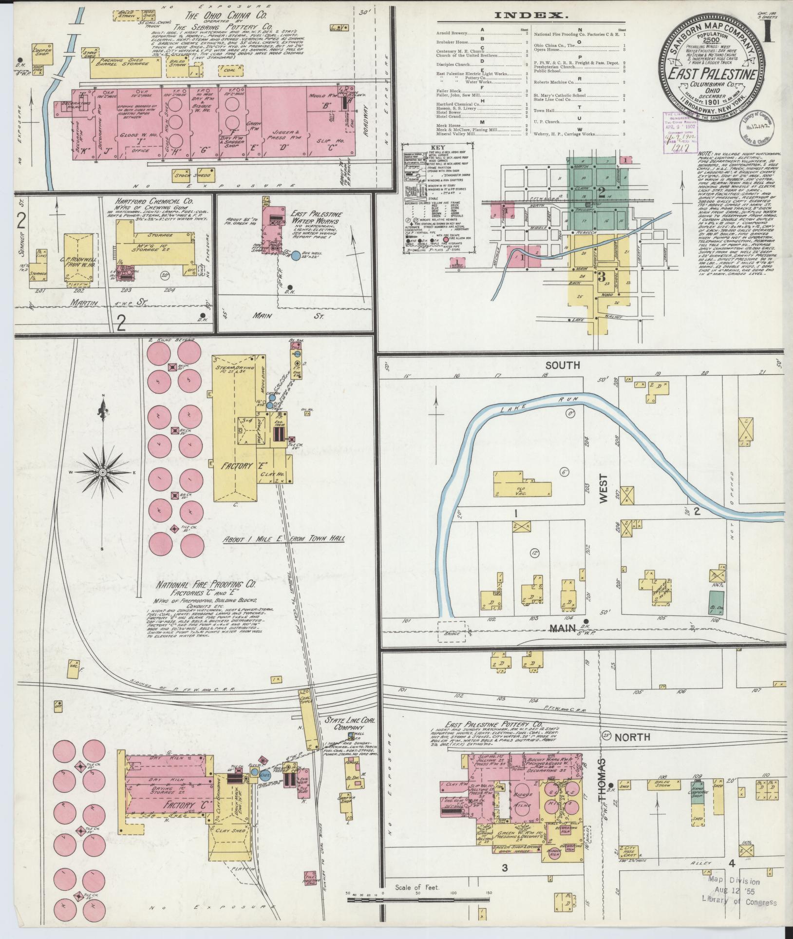 Sanborn Fire Insurance Map from East Palestine, Columbiana County, Ohio (1901), Sheet #0001 - Complete Map Set gallery image, historic Sanborn map, vintage wall art, Ohio Ohio