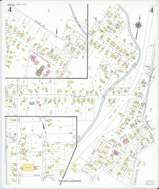 Sanborn Fire Insurance Map from Columbus Grove, Putnam County, Ohio (1951), Sheet #0004 - Historic Sanborn Fire Insurance Map Print, vintage old map wall art, antique decor, genealogy gift, Ohio Ohio map