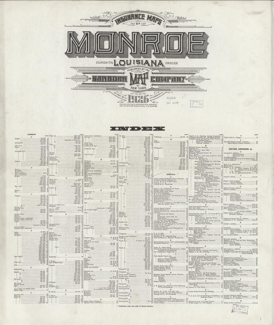 Sanborn Fire Insurance Map from Monroe, Ouachita Parish, Louisiana. (1926) – Historic Sanborn Fire Insurance Map Print