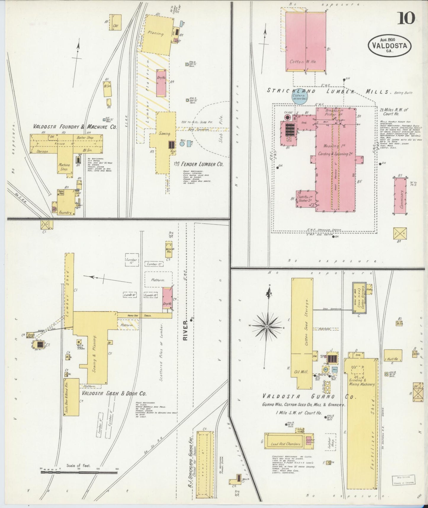 Sanborn Fire Insurance Map from Valdosta, Lowndes County, Georgia (1900), Sheet #0010 - Complete Map Set gallery image, historic Sanborn map, vintage wall art, Georgia Georgia