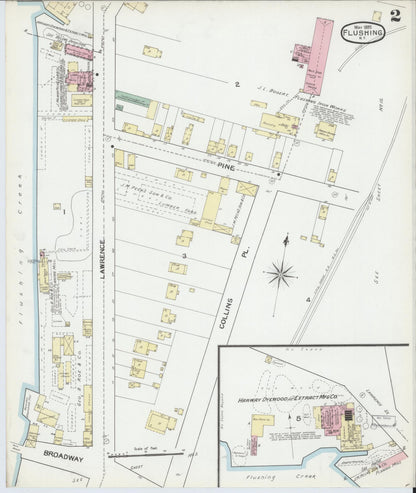 Sanborn Fire Insurance Map from Flushing, Queens County, New York (1892), Sheet #0002 - Historic Sanborn Fire Insurance Map Print, vintage old map wall art, antique decor, genealogy gift, New York New York map