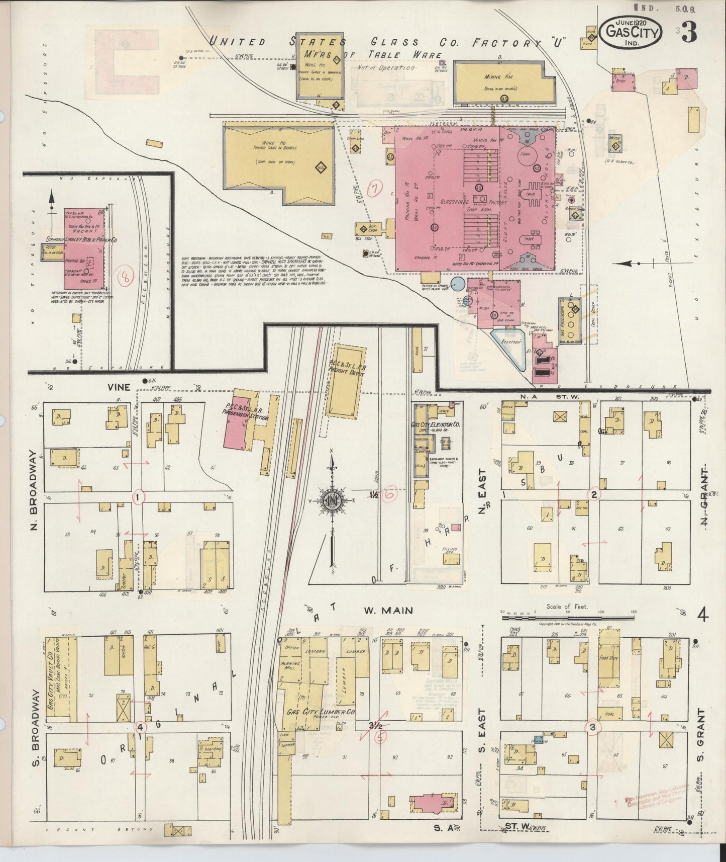 Sanborn Fire Insurance Map from Gas City, Grant County, Indiana (1932), Sheet #0003 - Complete Map Set gallery image, historic Sanborn map, vintage wall art, Indiana Indiana