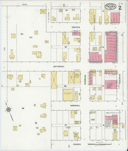 Sanborn Fire Insurance Map from Palmer, Ellis County, Texas (1921), Sheet #0002 - Historic Sanborn Fire Insurance Map Print, vintage old map wall art, antique decor, genealogy gift, Texas Texas map