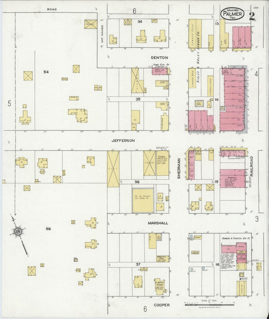 Sanborn Fire Insurance Map from Palmer, Ellis County, Texas (1921), Sheet #0002 - Historic Sanborn Fire Insurance Map Print, vintage old map wall art, antique decor, genealogy gift, Texas Texas map