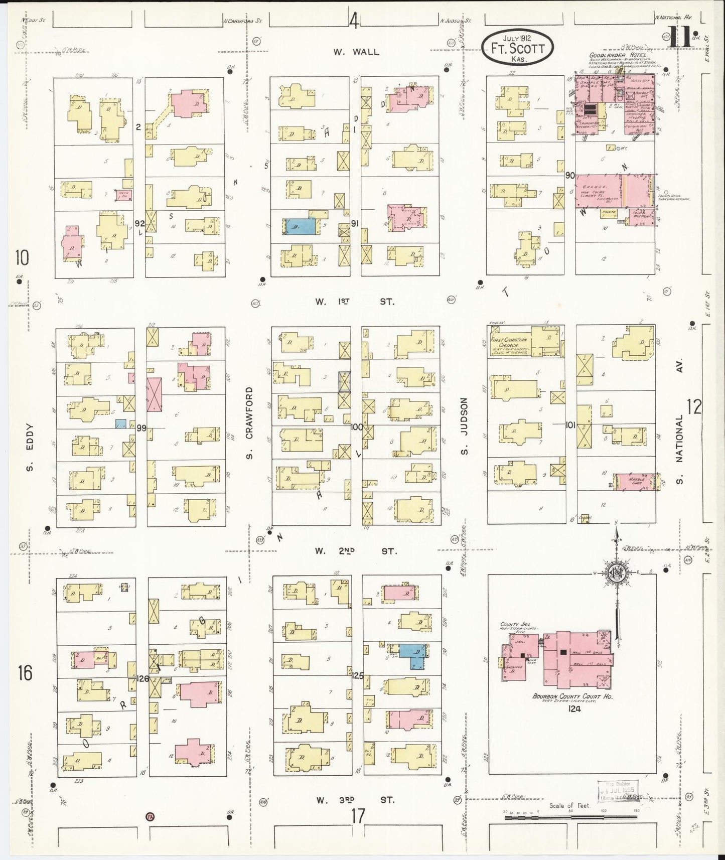 Sanborn Fire Insurance Map from Fort Scott, Bourbon County, Kansas (1912), Sheet #0011 - Complete Map Set gallery image, historic Sanborn map, vintage wall art, Kansas Kansas