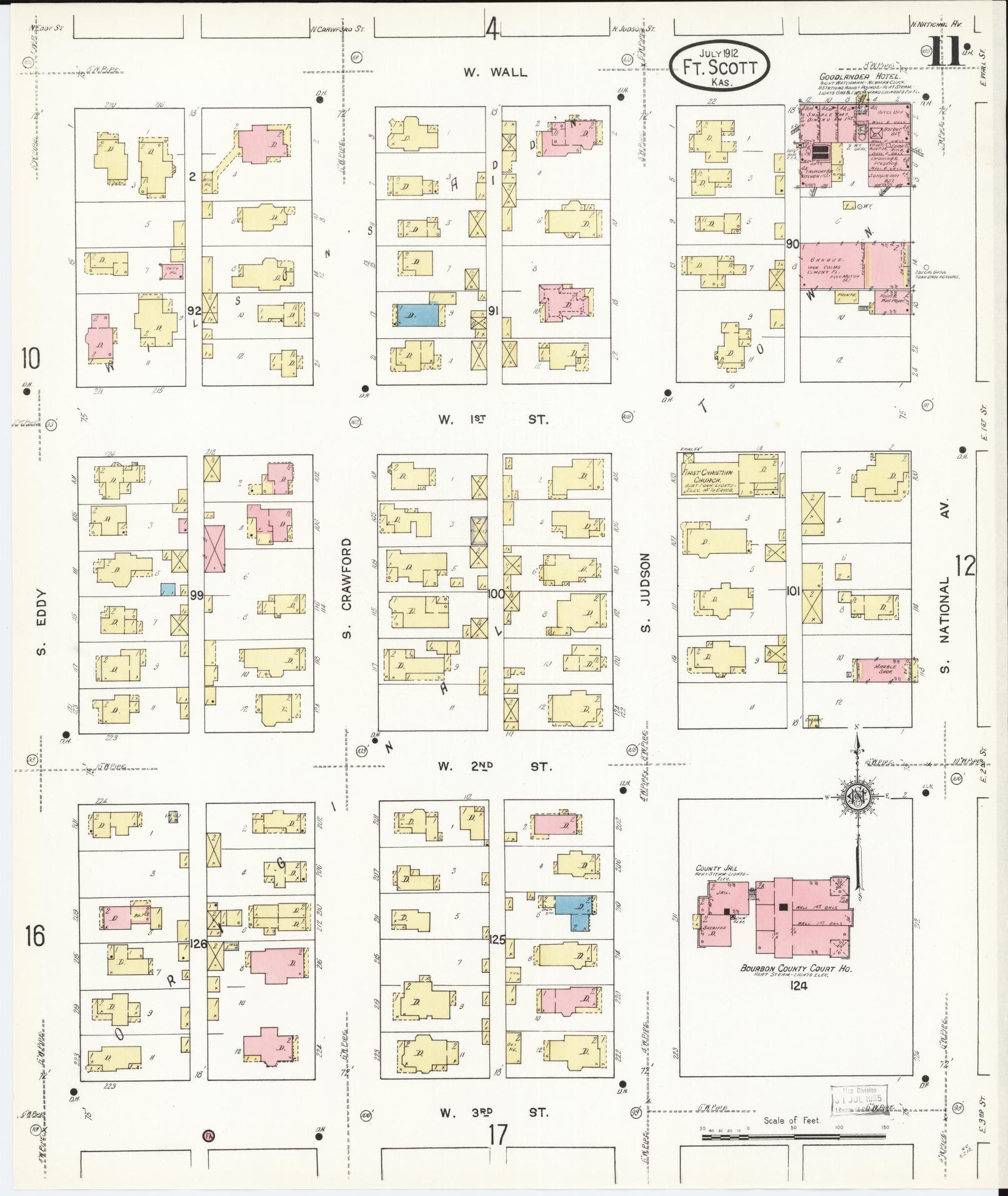 Sanborn Fire Insurance Map from Fort Scott, Bourbon County, Kansas (1912), Sheet #0011 - Complete Map Set gallery image, historic Sanborn map, vintage wall art, Kansas Kansas