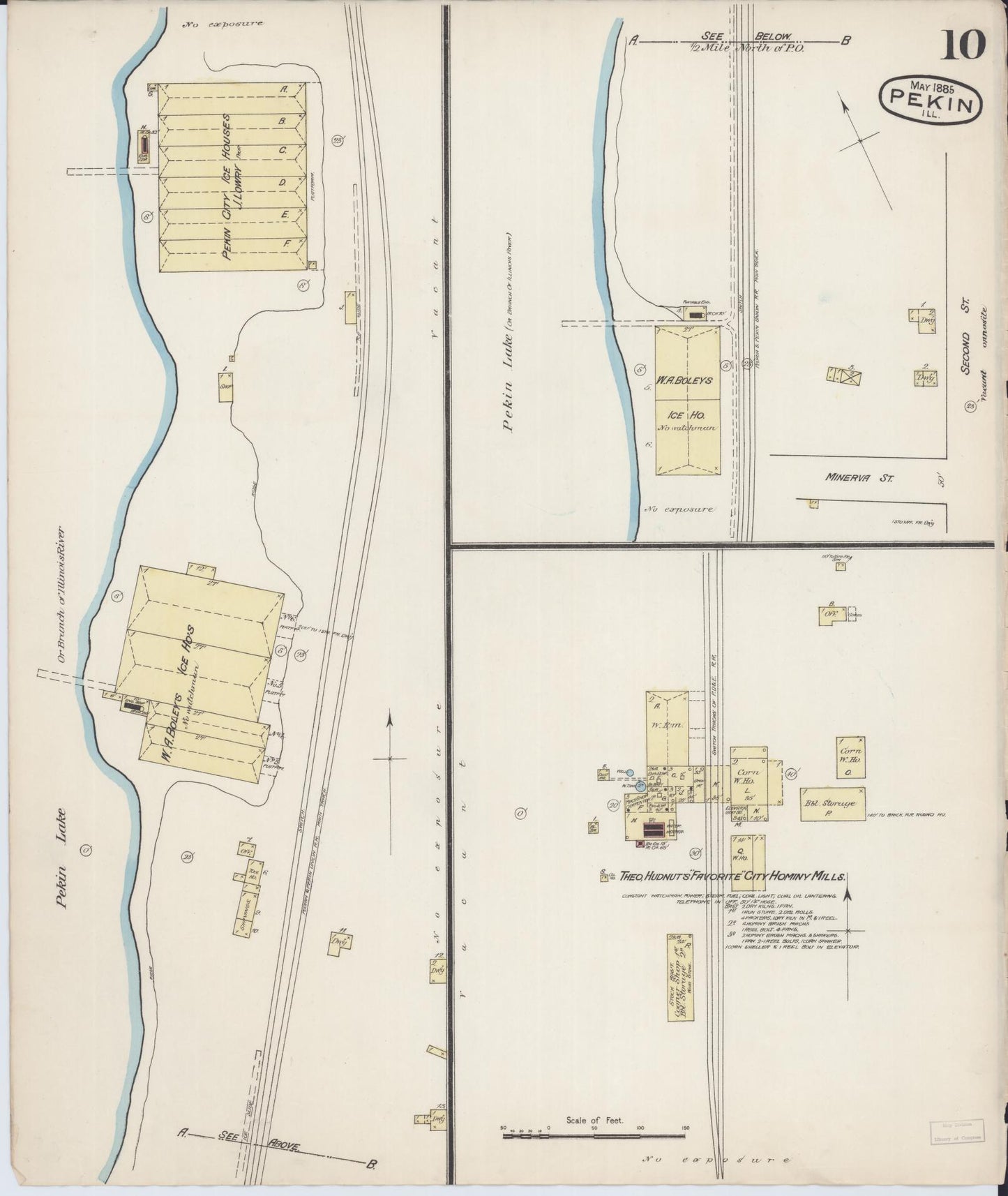 Sanborn Fire Insurance Map from Pekin, Tazewell County, Illinois (1885), Sheet #0010 - Complete Map Set gallery image, historic Sanborn map, vintage wall art, Illinois Illinois