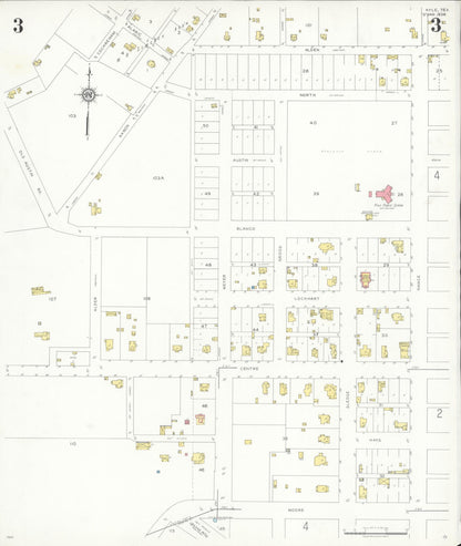 Sanborn Fire Insurance Map from Kyle, Hays County, Texas (1936), Sheet #0003 - Complete Map Set gallery image, historic Sanborn map, vintage wall art, Texas Texas