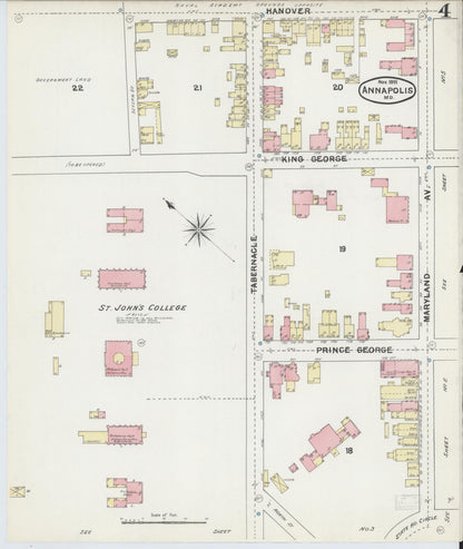 Sanborn Fire Insurance Map from Annapolis, Anne Arundel County, Maryland (1891), Sheet #0004 - Complete Map Set gallery image, historic Sanborn map, vintage wall art, Maryland Maryland