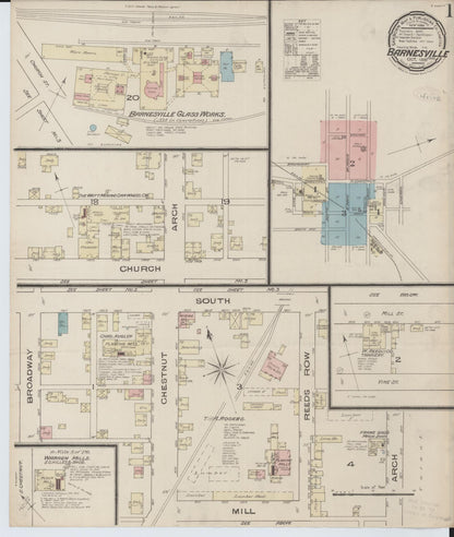Sanborn Fire Insurance Map from Barnesville, Belmont County, Ohio (1885), Sheet #0001 - Historic Sanborn Fire Insurance Map Print, vintage old map wall art, antique decor, genealogy gift, Ohio Ohio map