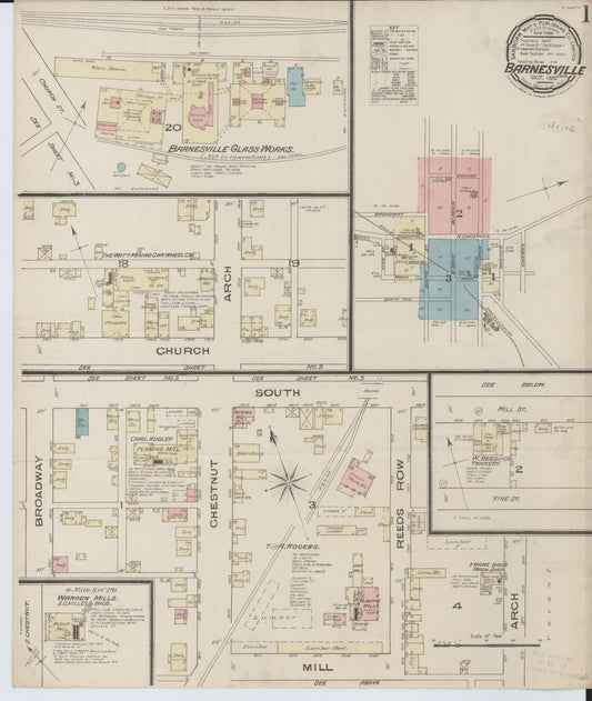 Sanborn Fire Insurance Map from Barnesville, Belmont County, Ohio (1885), Sheet #0001 - Historic Sanborn Fire Insurance Map Print, vintage old map wall art, antique decor, genealogy gift, Ohio Ohio map