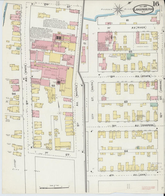 Sanborn Fire Insurance Map from Lansingburg, Rensselaer County, New York (1892), Sheet #0016 - Historic Sanborn Fire Insurance Map Print, vintage old map wall art, antique decor, genealogy gift, New York New York map
