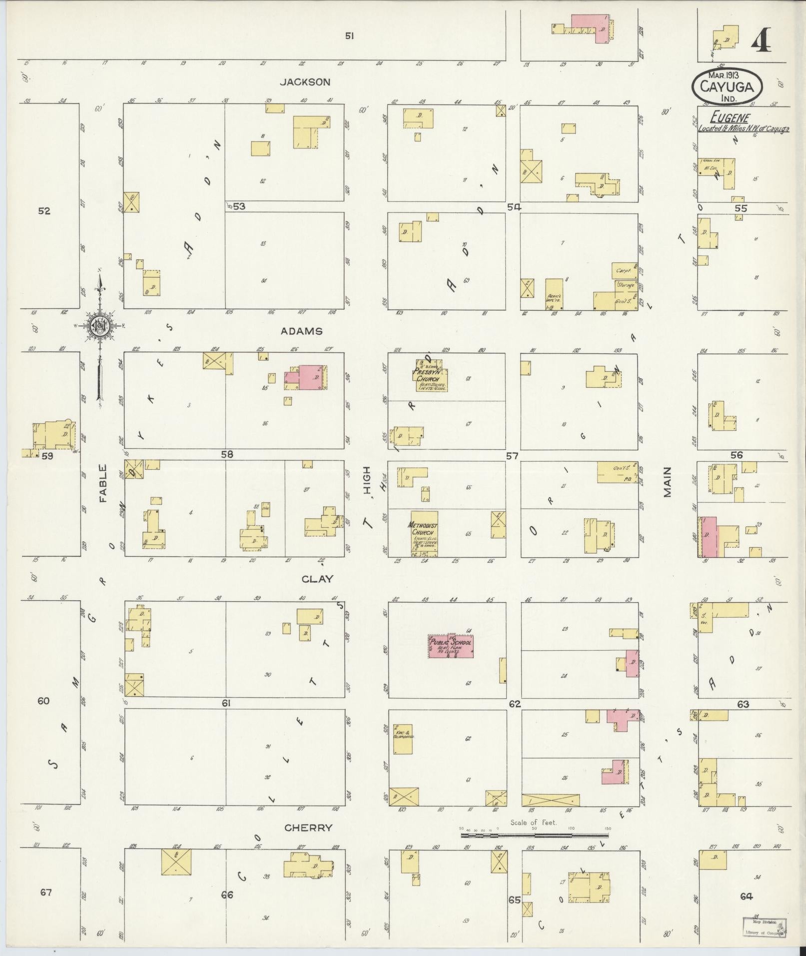 Sanborn Fire Insurance Map from Cayuga, Vermillion County, Indiana (1913), Sheet #0004 - Complete Map Set gallery image, historic Sanborn map, vintage wall art, Indiana Indiana