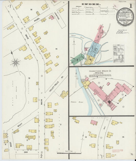 Sanborn Fire Insurance Map from Schaghticoke, Rensselaer County, New York (1897), Sheet #0001 - Complete Map Set gallery image, historic Sanborn map, vintage wall art, New York New York