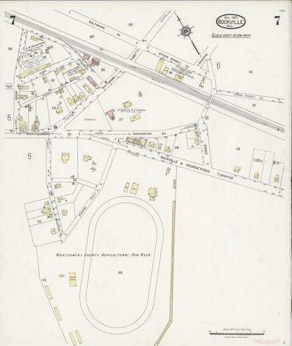 Sanborn Fire Insurance Map from Rockville, Montgomery County, Maryland (1924), Sheet #0007 - Complete Map Set gallery image, historic Sanborn map, vintage wall art, Maryland Maryland