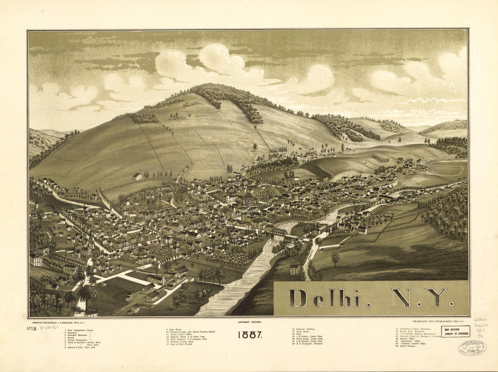 Delhi, N.Y. 1887. (1887) – Historic Bird’s-Eye View Panorama Print