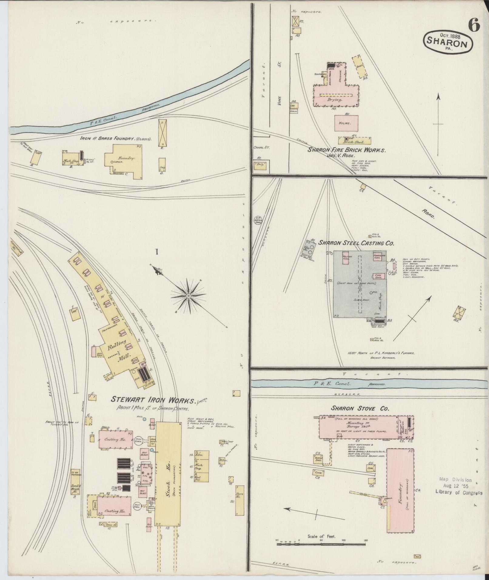 Sanborn Fire Insurance Map from Sharon, Mercer County, Pennsylvania. (1888), Sheet 6 – Historic Sanborn Fire Insurance Map Print