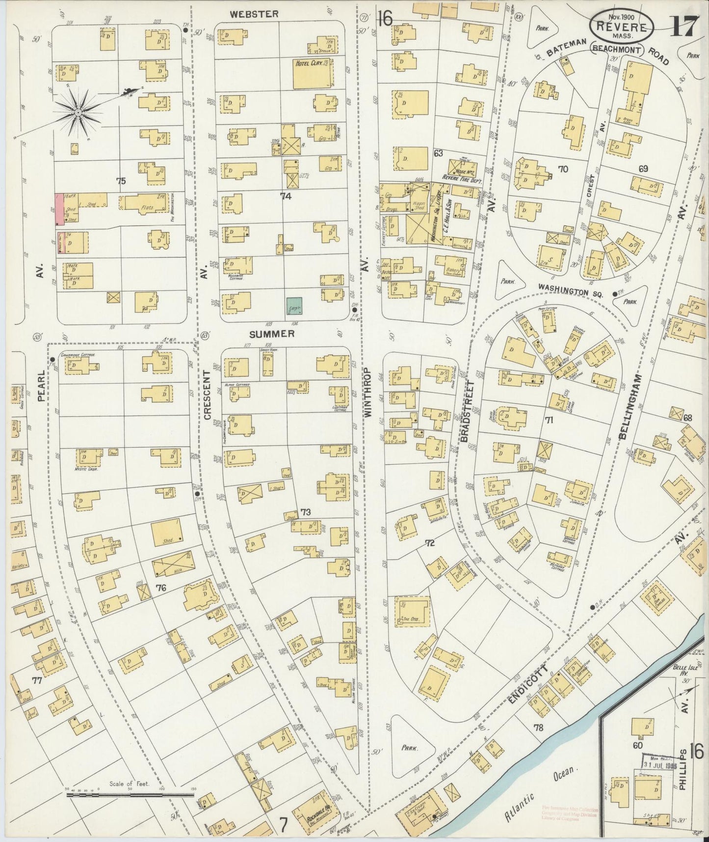 Sanborn Fire Insurance Map from Revere, Suffolk County, Massachusetts (1900), Sheet #0017 - Complete Map Set gallery image, historic Sanborn map, vintage wall art, Massachusetts Massachusetts