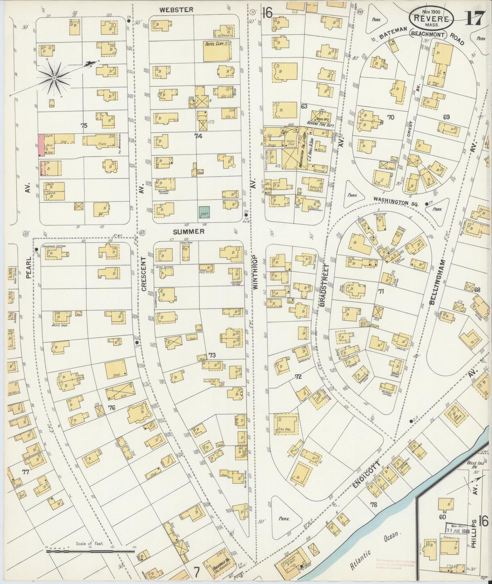 Sanborn Fire Insurance Map from Revere, Suffolk County, Massachusetts (1900), Sheet #0017 - Complete Map Set gallery image, historic Sanborn map, vintage wall art, Massachusetts Massachusetts