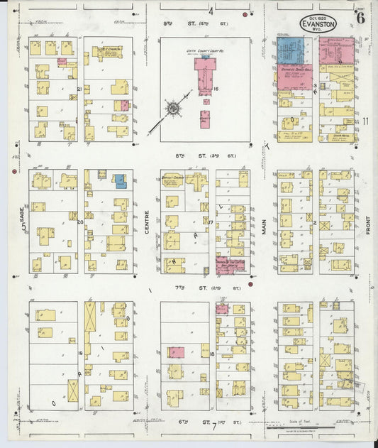 Sanborn Fire Insurance Map from Evanston, Uinta County, Wyoming (1920), Sheet #0006 - Historic Sanborn Fire Insurance Map Print, vintage old map wall art, antique decor, genealogy gift, Wyoming Wyoming map