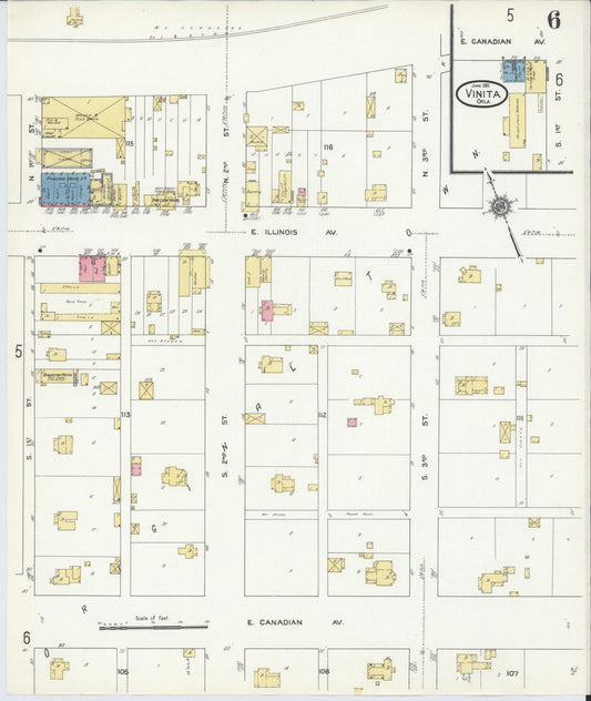 Sanborn Fire Insurance Map from Vinita, Craig County, Oklahoma (1911), Sheet #0006 - Historic Sanborn Fire Insurance Map Print, vintage old map wall art, antique decor, genealogy gift, Oklahoma Oklahoma map