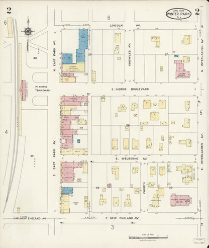 Sanborn Fire Insurance Map from Winter Park, Orange County, Florida (1924), Sheet #0002 - Complete Map Set gallery image, historic Sanborn map, vintage wall art, Florida Florida