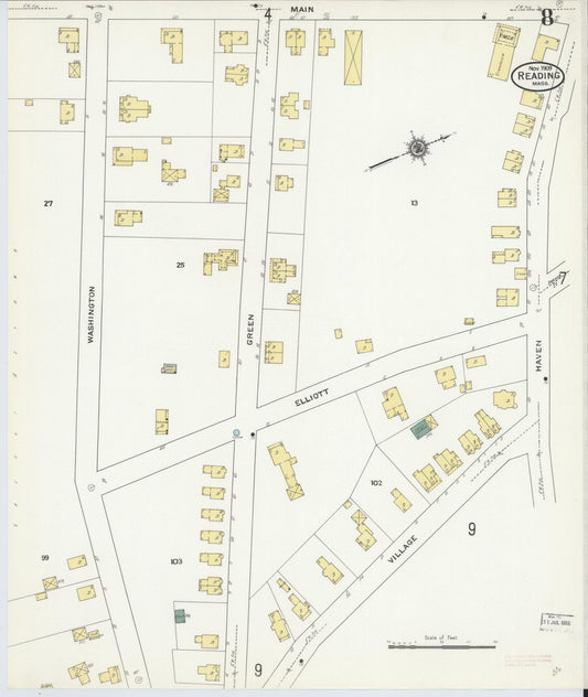 Sanborn Fire Insurance Map from Reading, Middlesex County, Massachusetts (1909), Sheet #0008