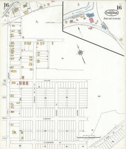 Sanborn Fire Insurance Map from Stroudsburg, Monroe County, Pennsylvania (1923), Sheet #0016 - Complete Map Set gallery image, historic Sanborn map, vintage wall art, Pennsylvania Pennsylvania