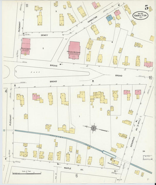 Sanborn Fire Insurance Map from Hamilton, Madison County, New York (1911), Sheet #0005 - Historic Sanborn Fire Insurance Map Print, vintage old map wall art, antique decor, genealogy gift, New York New York map