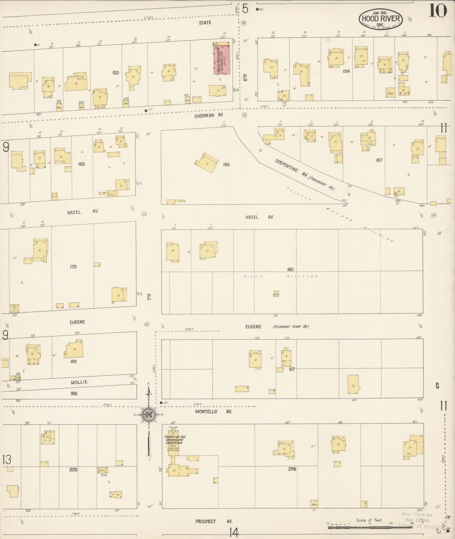 Sanborn Fire Insurance Map from Hood River, Hood River County, Oregon (1916), Sheet #0010 - Complete Map Set gallery image, historic Sanborn map, vintage wall art, Oregon Oregon