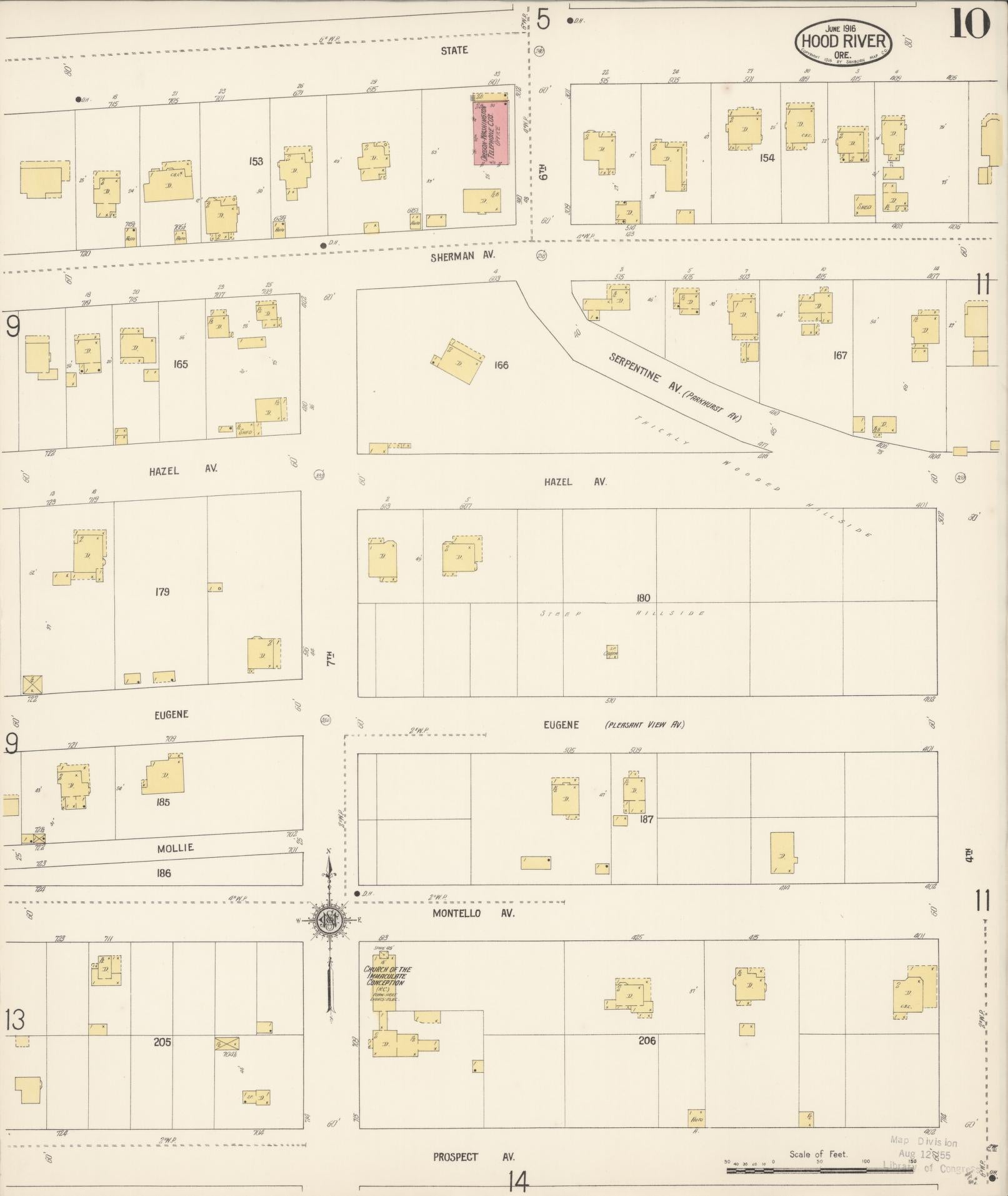 Sanborn Fire Insurance Map from Hood River, Hood River County, Oregon (1916), Sheet #0010 - Complete Map Set gallery image, historic Sanborn map, vintage wall art, Oregon Oregon