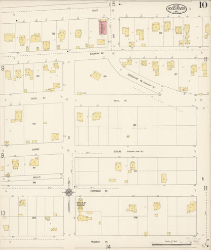 Sanborn Fire Insurance Map from Hood River, Hood River County, Oregon (1916), Sheet #0010 - Complete Map Set gallery image, historic Sanborn map, vintage wall art, Oregon Oregon