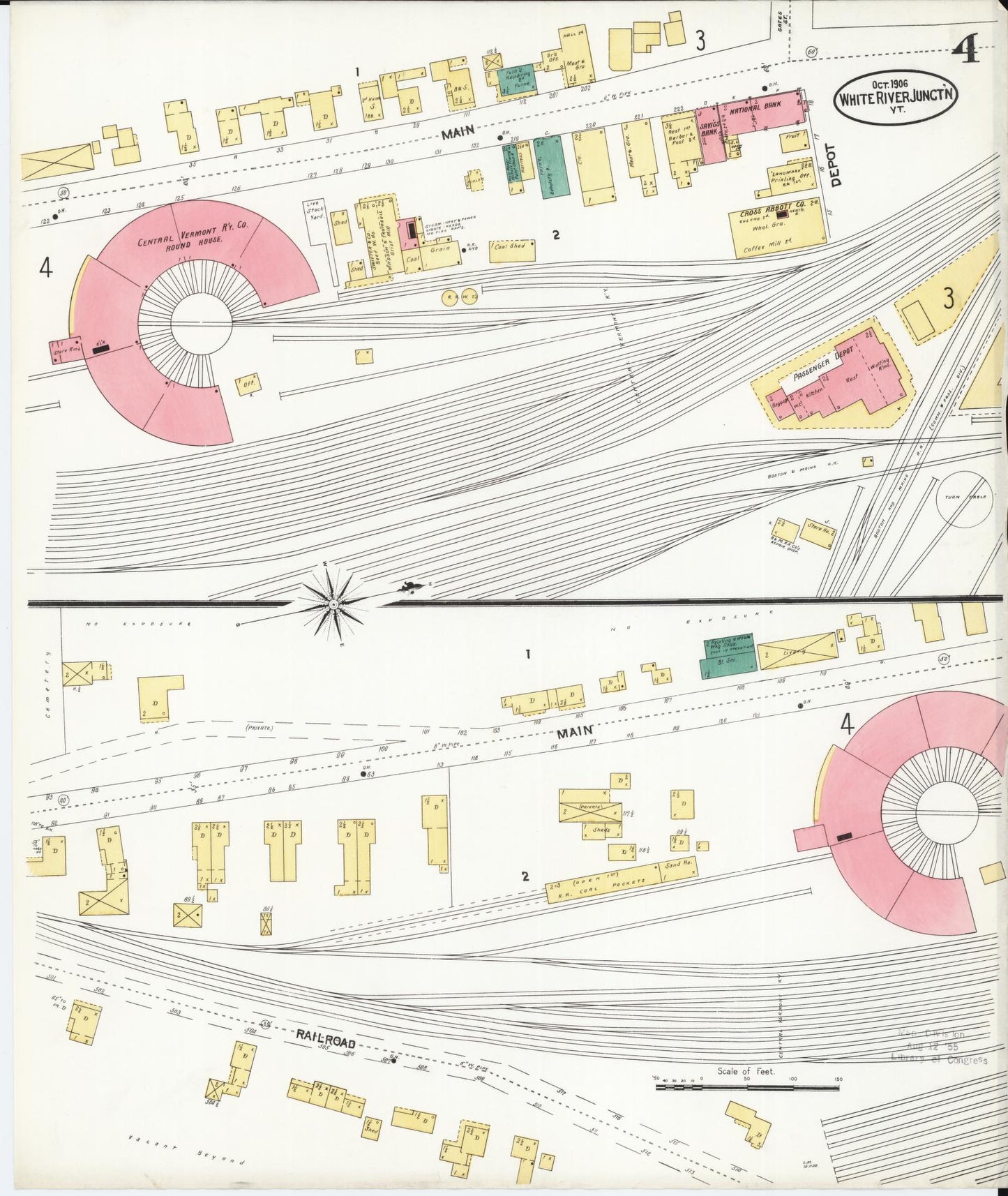 Sanborn Fire Insurance Map from White River Junction, Windsor County, Vermont (1906), Sheet #0004 - Complete Map Set gallery image, historic Sanborn map, vintage wall art, Vermont Vermont