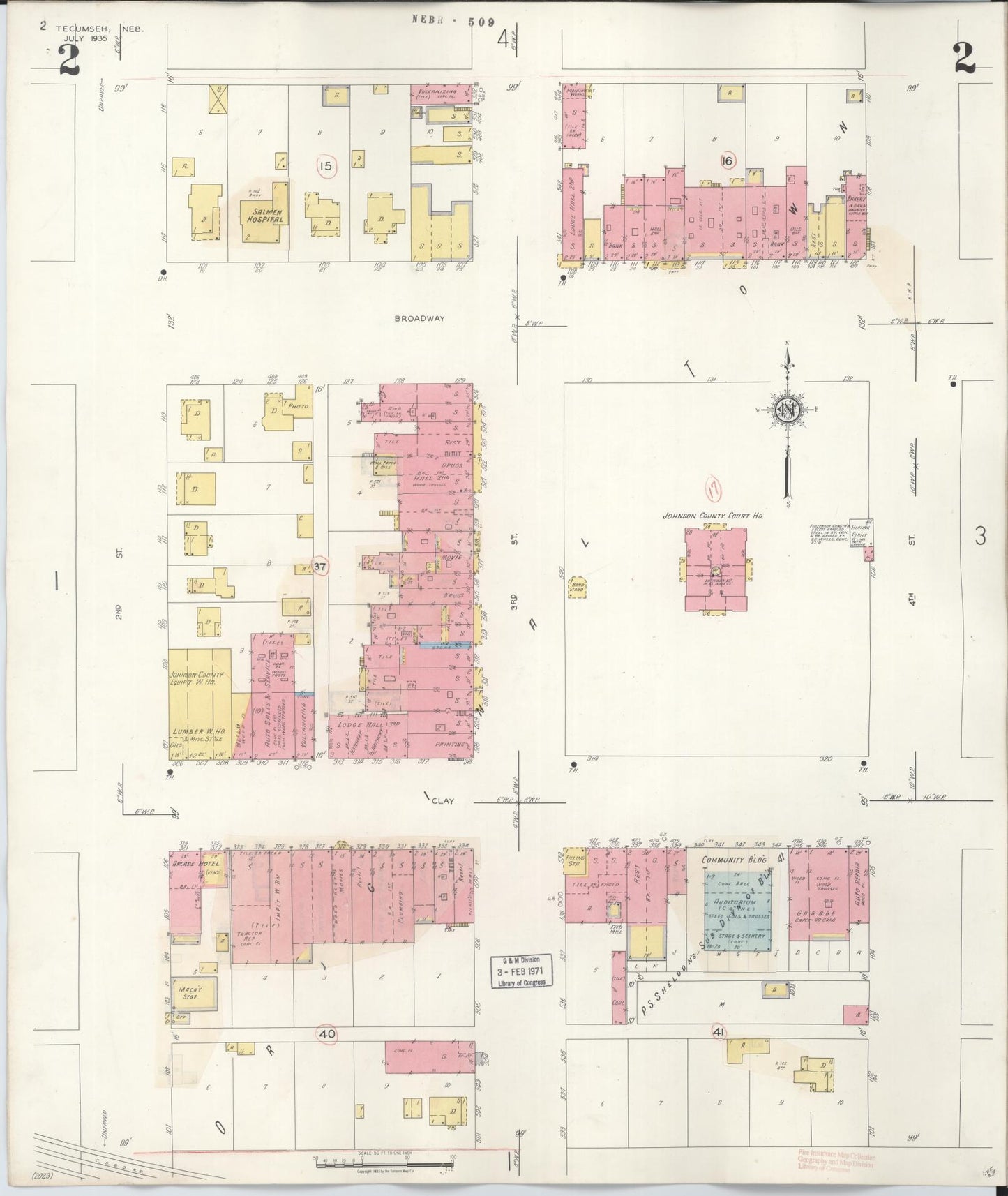 Sanborn Fire Insurance Map from Tecumseh, Johnson County, Nebraska (1943), Sheet #0002 - Historic Sanborn Fire Insurance Map Print, vintage old map wall art, antique decor, genealogy gift, Nebraska Nebraska map