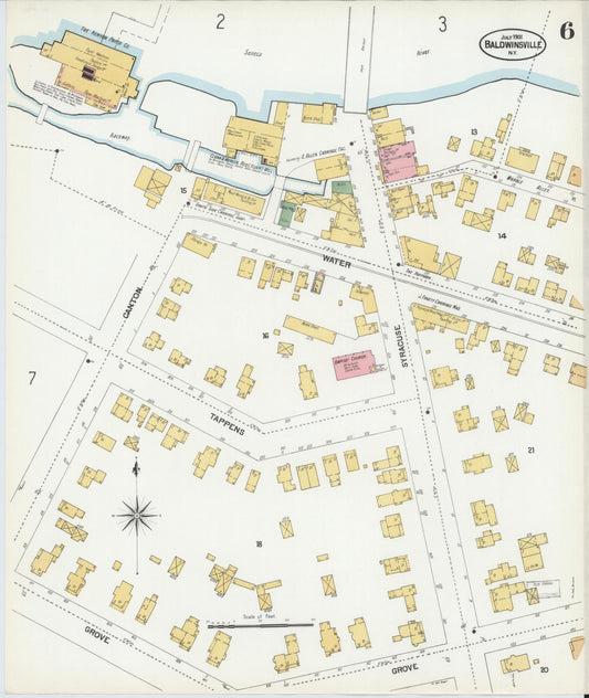 Sanborn Fire Insurance Map from Baldwinsville, Onondaga County, New York (1901), Sheet #0006 - Historic Sanborn Fire Insurance Map Print, vintage old map wall art, antique decor, genealogy gift, New York New York map