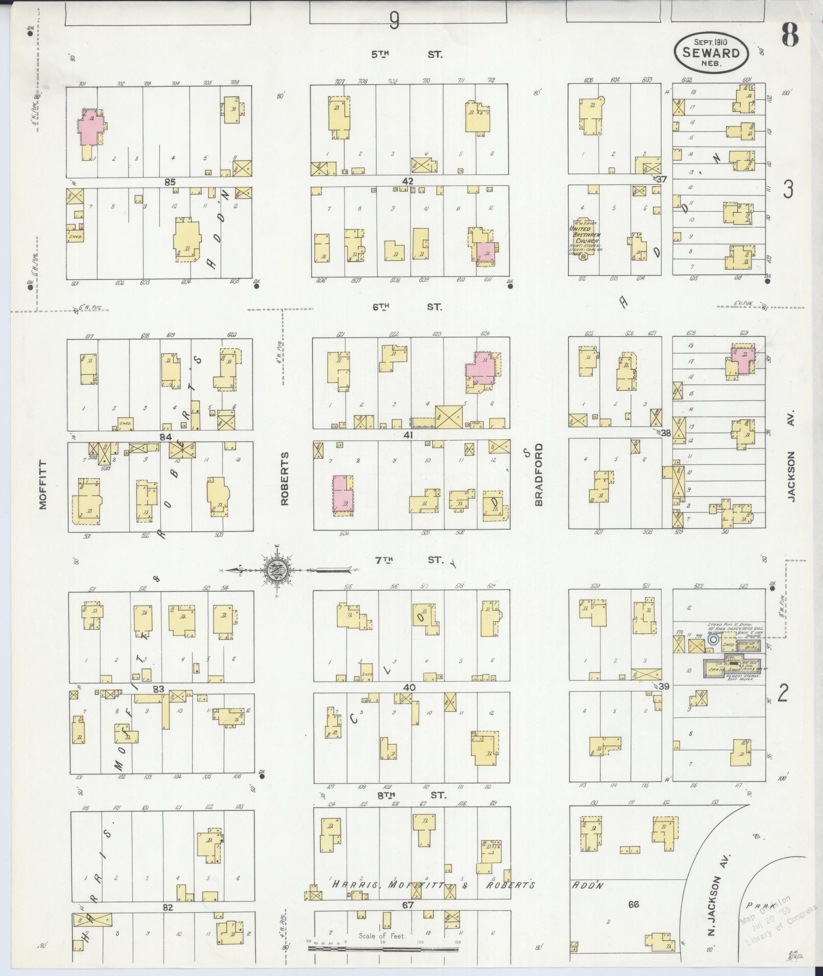 Sanborn Fire Insurance Map from Seward, Seward County, Nebraska (1910), Sheet #0008 - Complete Map Set gallery image, historic Sanborn map, vintage wall art, Nebraska Nebraska