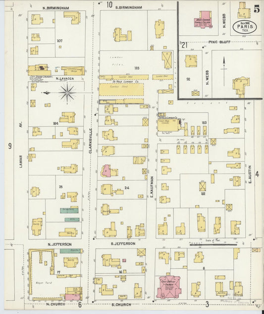 Sanborn Fire Insurance Map from Paris, Lamar County, Texas (1902), Sheet #0005 - Historic Sanborn Fire Insurance Map Print, vintage old map wall art, antique decor, genealogy gift, Texas Texas map