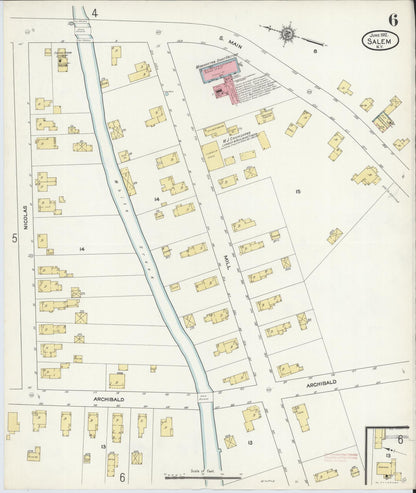 Sanborn Fire Insurance Map from Salem, Washington County, New York (1912), Sheet #0006 - Complete Map Set gallery image, historic Sanborn map, vintage wall art, New York New York
