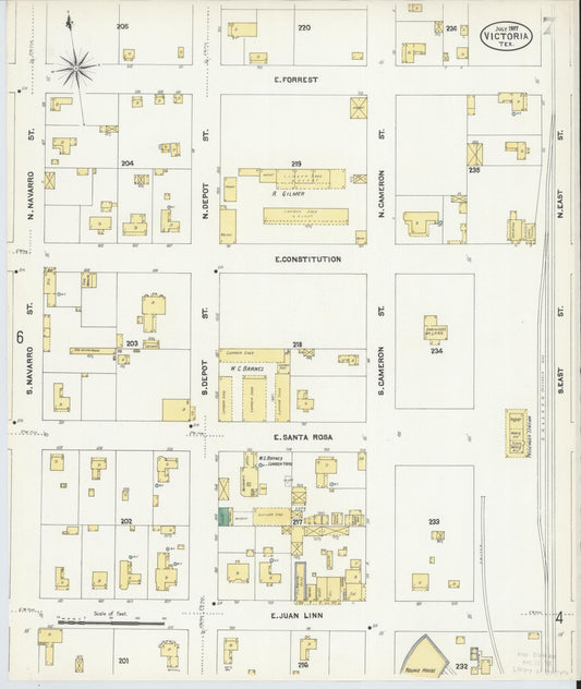 Sanborn Fire Insurance Map from Victoria, Victoria County, Texas (1907), Sheet #0007 - Historic Sanborn Fire Insurance Map Print, vintage old map wall art, antique decor, genealogy gift, Texas Texas map
