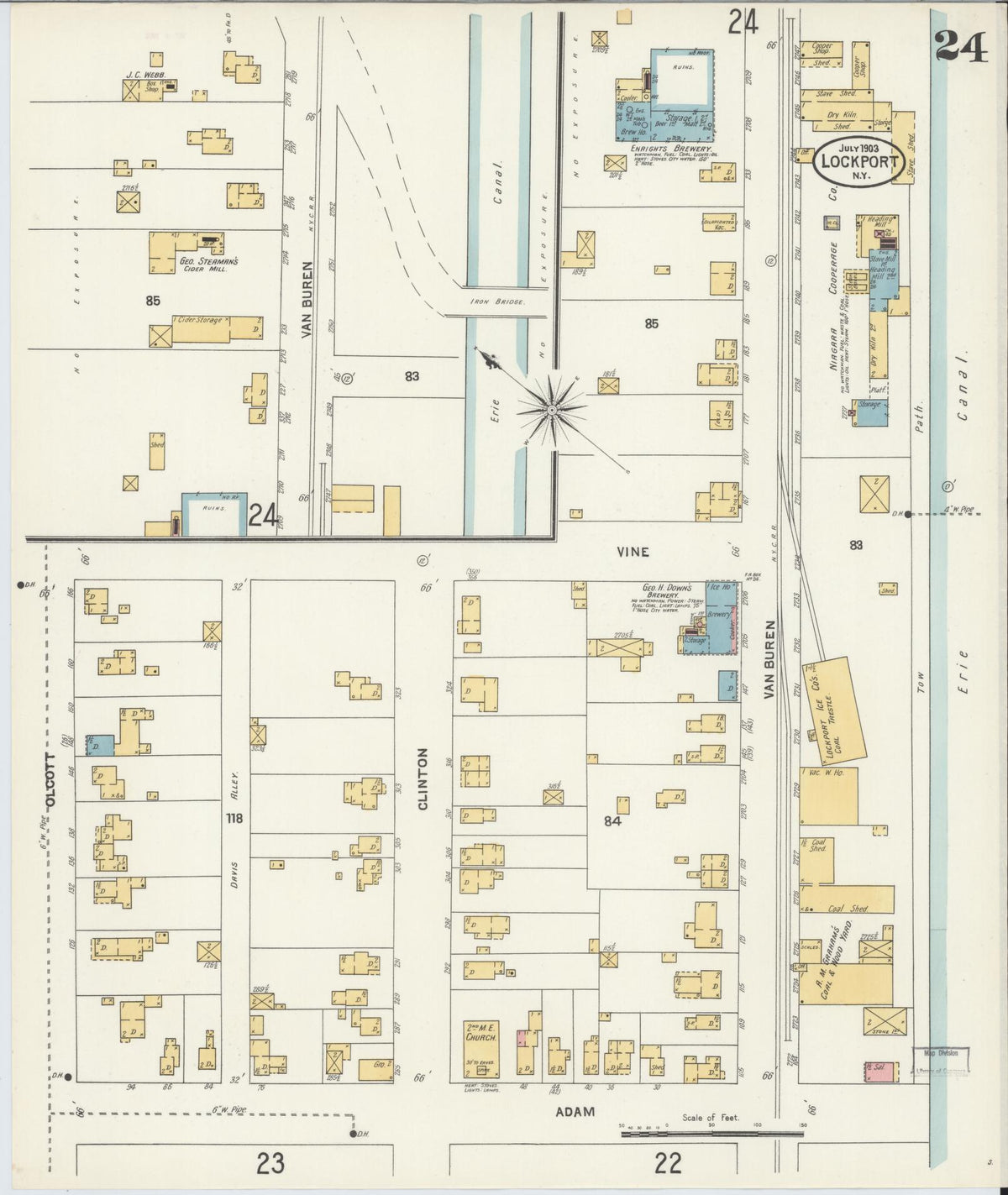 Sanborn Fire Insurance Map from Lockport, Niagara County, New York (1903), Sheet #0024 - Complete Map Set gallery image, historic Sanborn map, vintage wall art, New York New York