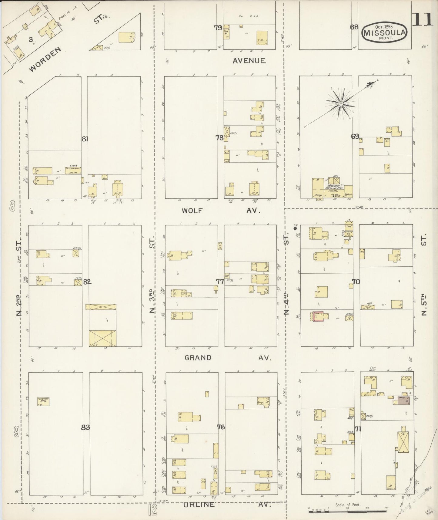 Sanborn Fire Insurance Map from Missoula, Missoula County, Montana (1893), Sheet #0011 - Complete Map Set gallery image, historic Sanborn map, vintage wall art, Montana Montana