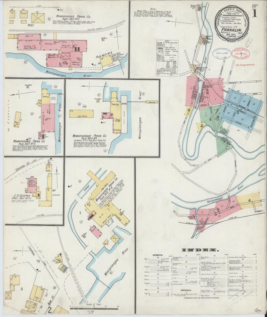 Sanborn Fire Insurance Map from Franklin, Merrimack County, New Hampshire (1897), Sheet #0001 - Complete Map Set gallery image, historic Sanborn map, vintage wall art, New Hampshire New Hampshire