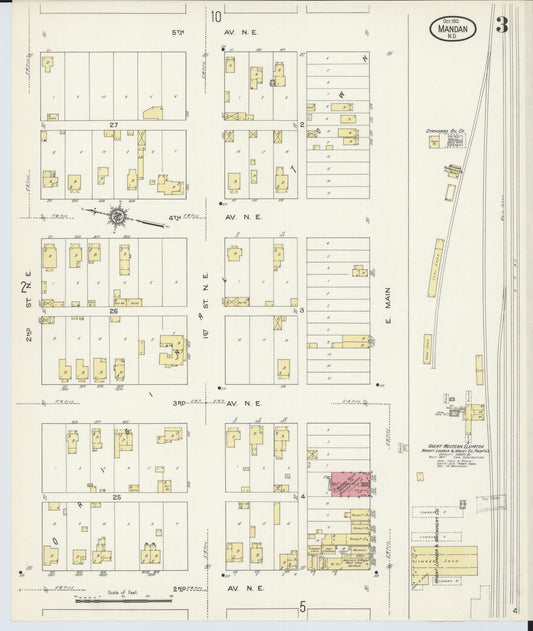 Sanborn Fire Insurance Map from Mandan, Morton County, North Dakota (1913), Sheet #0003 - Historic Sanborn Fire Insurance Map Print, vintage old map wall art, antique decor, genealogy gift, North Dakota North Dakota map