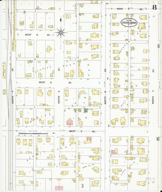 Sanborn Fire Insurance Map from Oskaloosa, Mahaska County, Iowa (1902), Sheet #0008 - Historic Sanborn Fire Insurance Map Print, vintage old map wall art