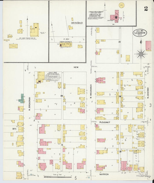 Sanborn Fire Insurance Map from Lebanon, Warren County, Ohio (1907), Sheet #0002 - Historic Sanborn Fire Insurance Map Print, vintage old map wall art, antique decor, genealogy gift, Ohio Ohio map