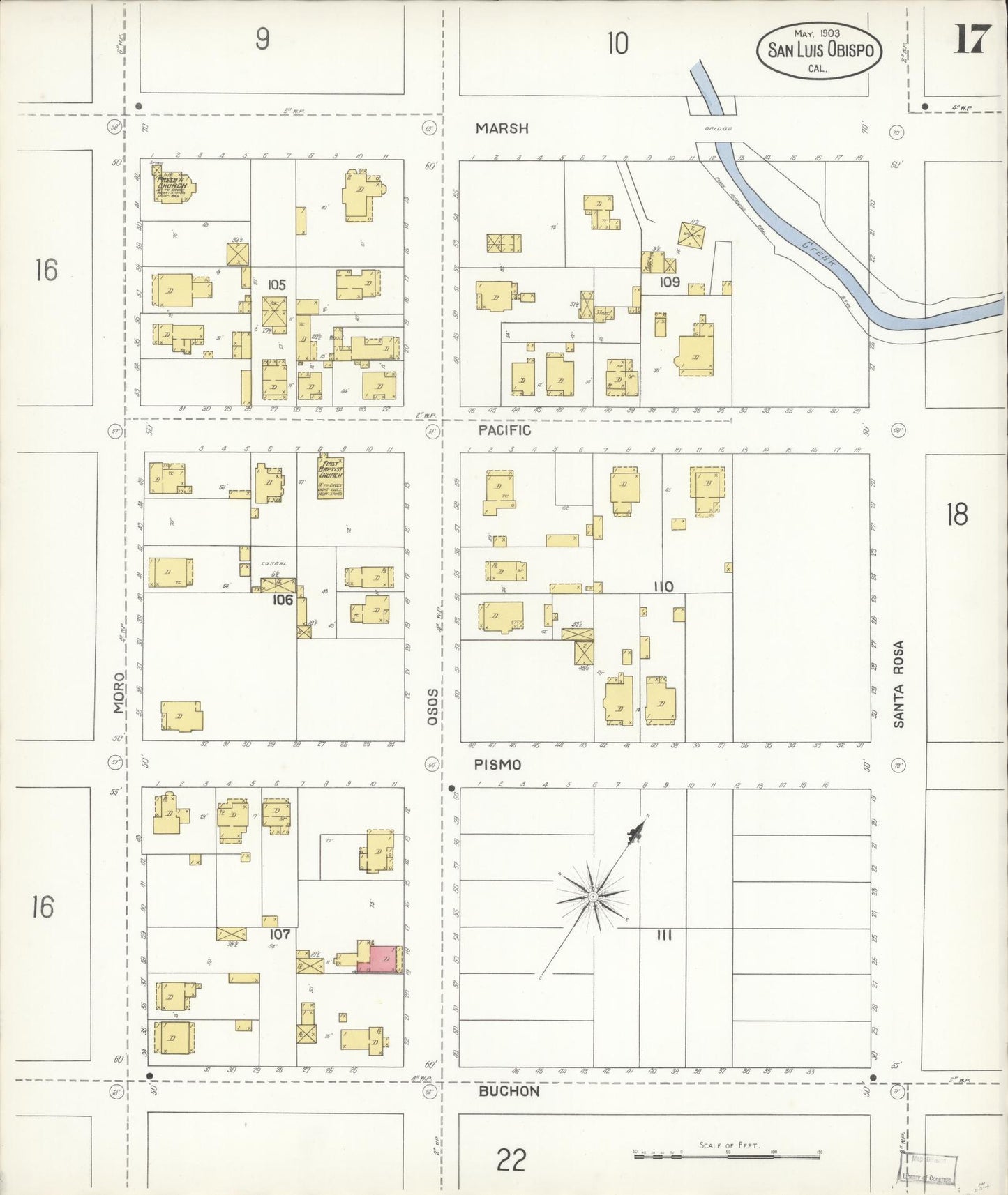 Sanborn Fire Insurance Map from San Luis Obispo, San Luis Obispo County, California (1903), Sheet #0017 - Complete Map Set gallery image, historic Sanborn map, vintage wall art, California California